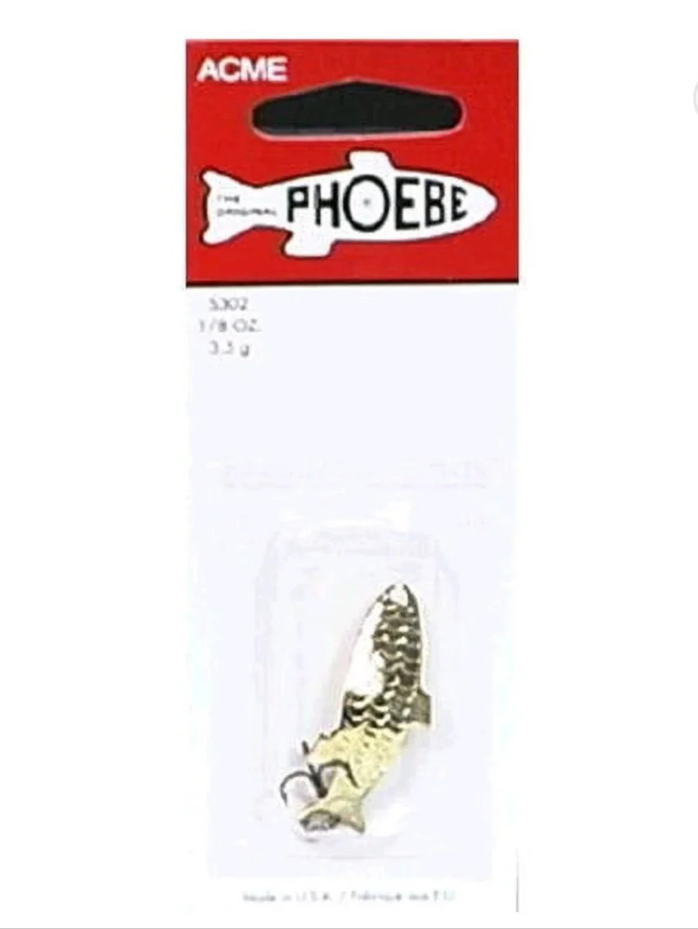 Acme Tackle Phoebe, Fishing Lure Spoon, 1/8 oz., Gold